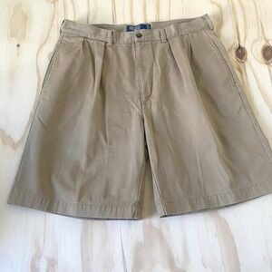 Polo Ralph Lauren Tyler Shorts Men's 34 Khaki Classic Chino Pleated Vintage